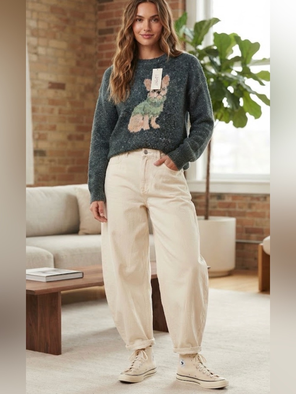Esprit Dog Graphic Crewneck Sweater